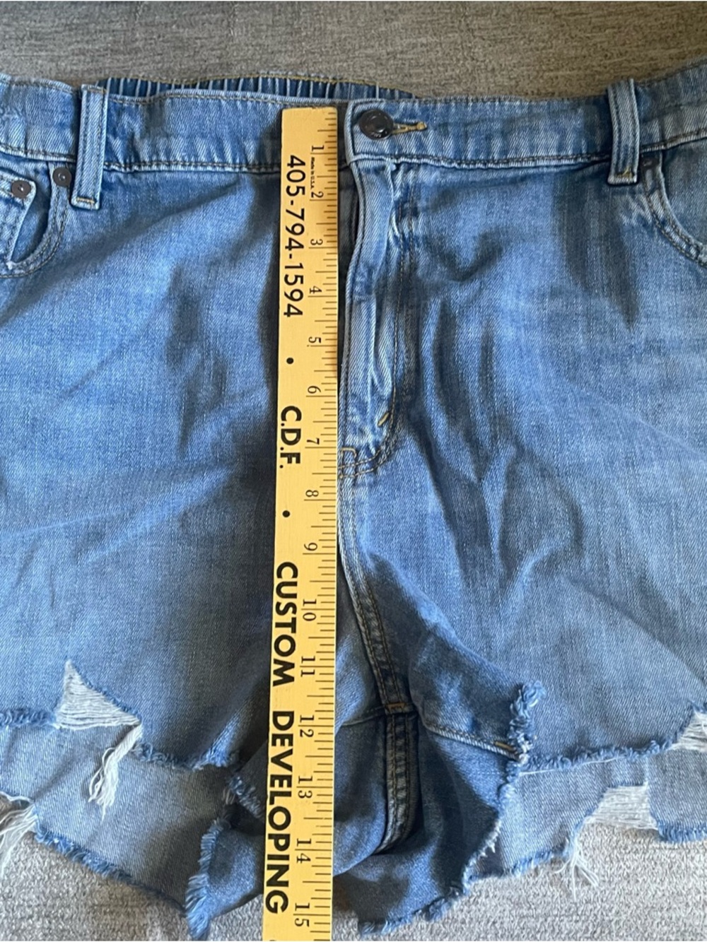 Aerie Womens Plus XXL Denim Shorts Cutoff Distressed Size Stretchy Blue T2 - Picture 7 of 9